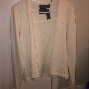 Bejeweled Liz Claiborne cardigan and sleeveless Shirt Set